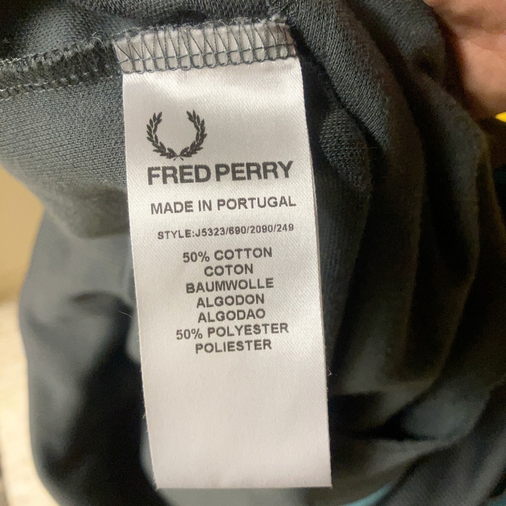 VTG Fred Perry Track Jacket Men's M Grey White Blue Crest Logo Made in Portugal - Picture 7 of 7